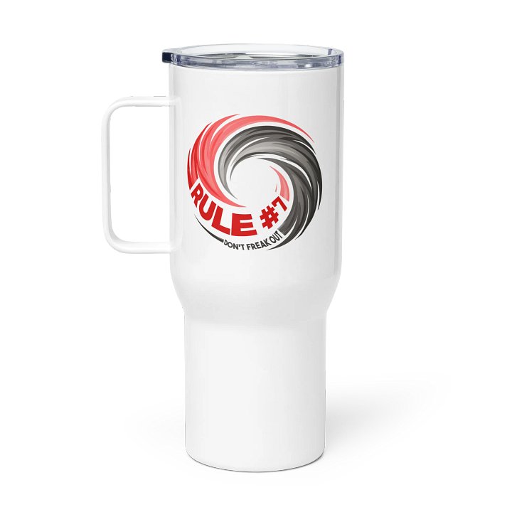 Rule #7 Stainless Steel Travel Mug Pewter and Red product image (1)