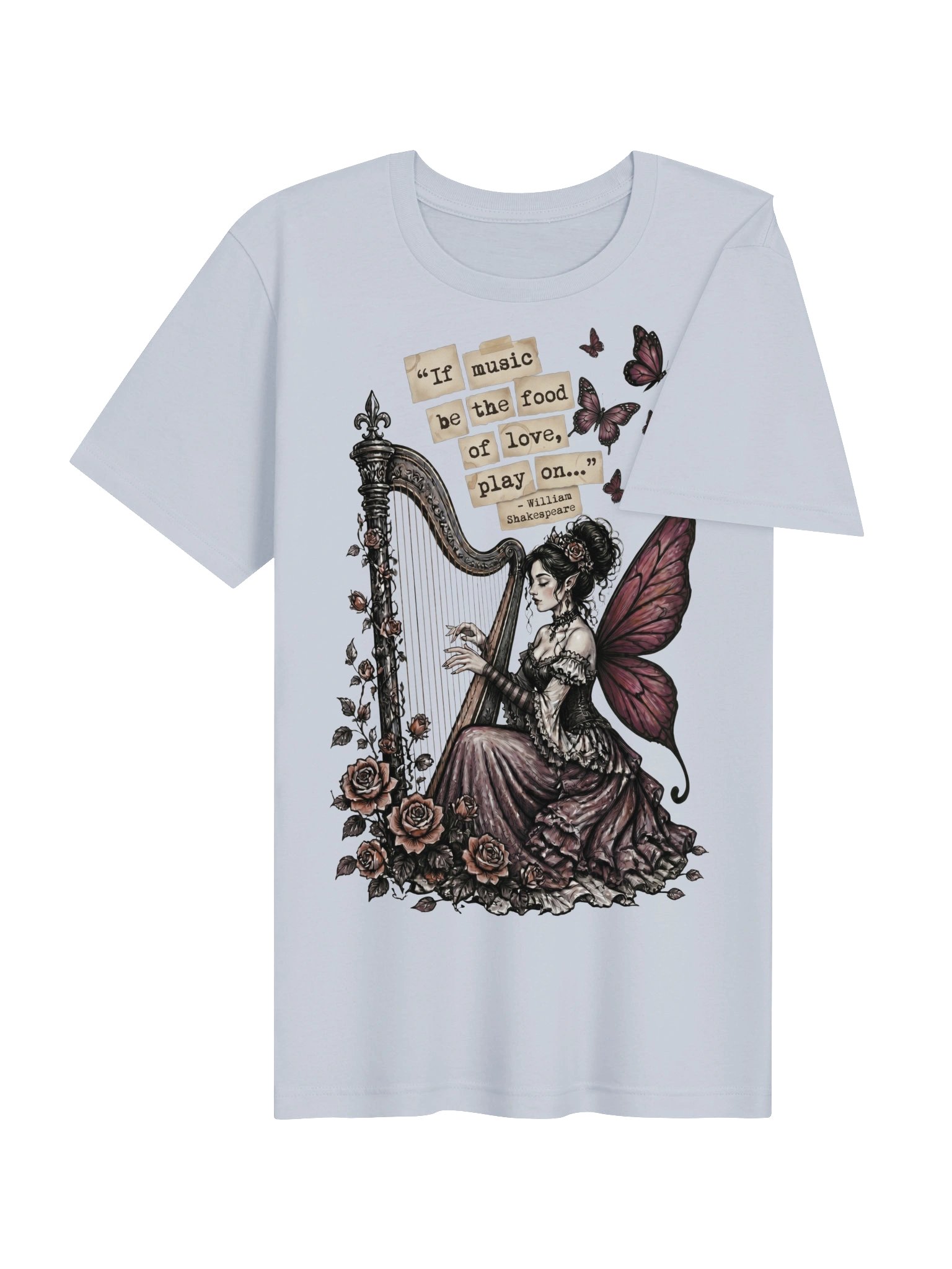 Shakespeare Quote Shirt for Music Lovers, Victorian Fairy Harp Tee product image (5)