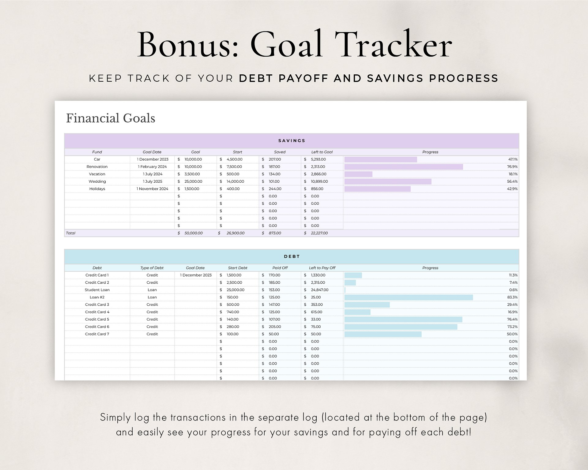 Simple Budget Planner Spreadsheet for Google Sheets product image (6)