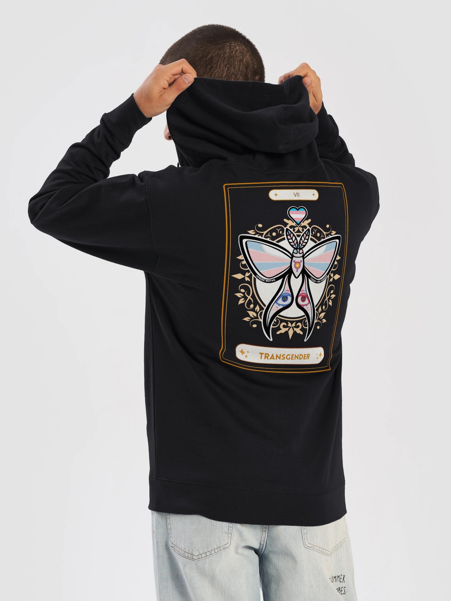 № 7 | TRANSGENDER PRIDE MOTH | TAROT CARD STYLE | ZIP-UP HOODIE product image (2)