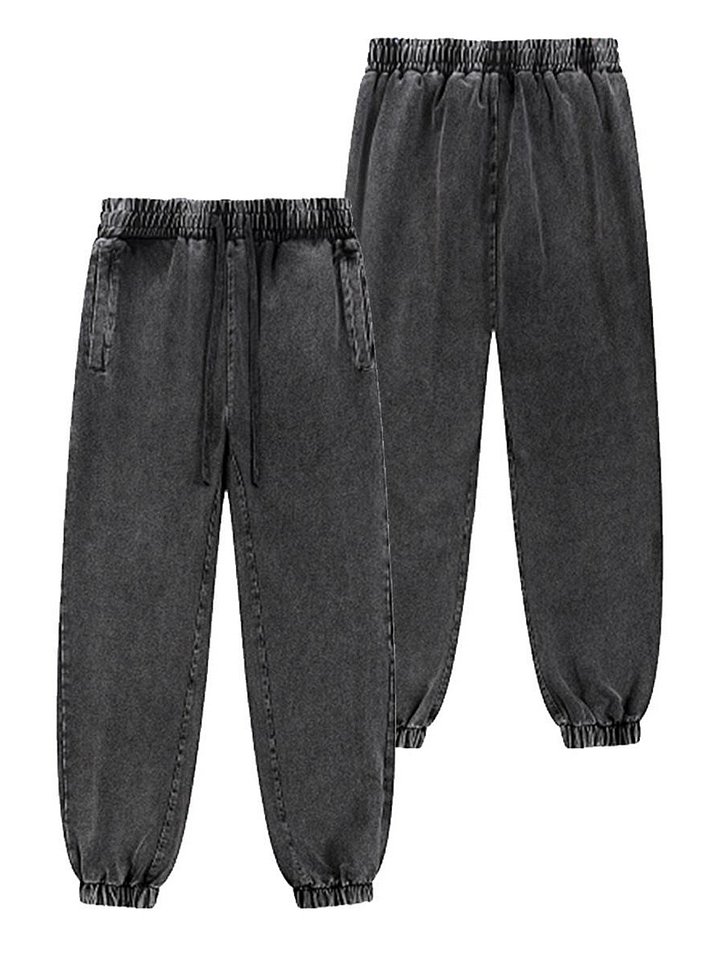 Acid Wash Cotton Joggers – Vintage Wash Cuffed Sweatpants with Drawstring Waist product image (1)