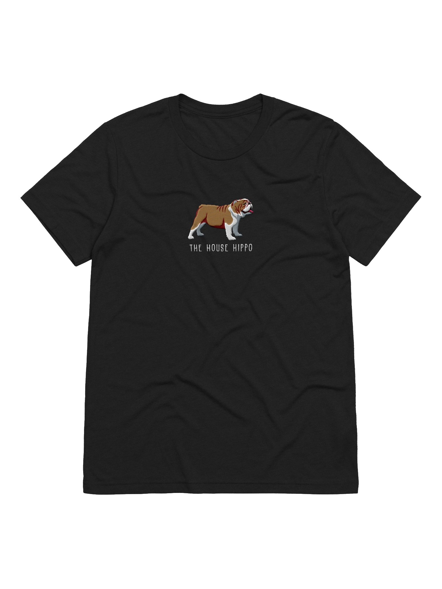The House Hippo T-Shirt(Embroidered) of an English Bulldog(Brown & White) product image (1)
