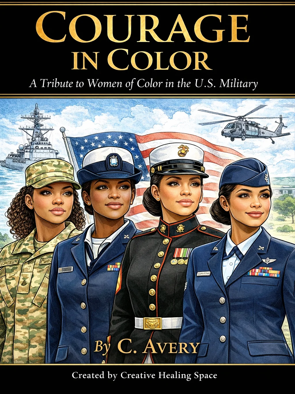 Courage in Color Tribute to Black Women in Military Digital Download Coloring Book Journal product image (1)