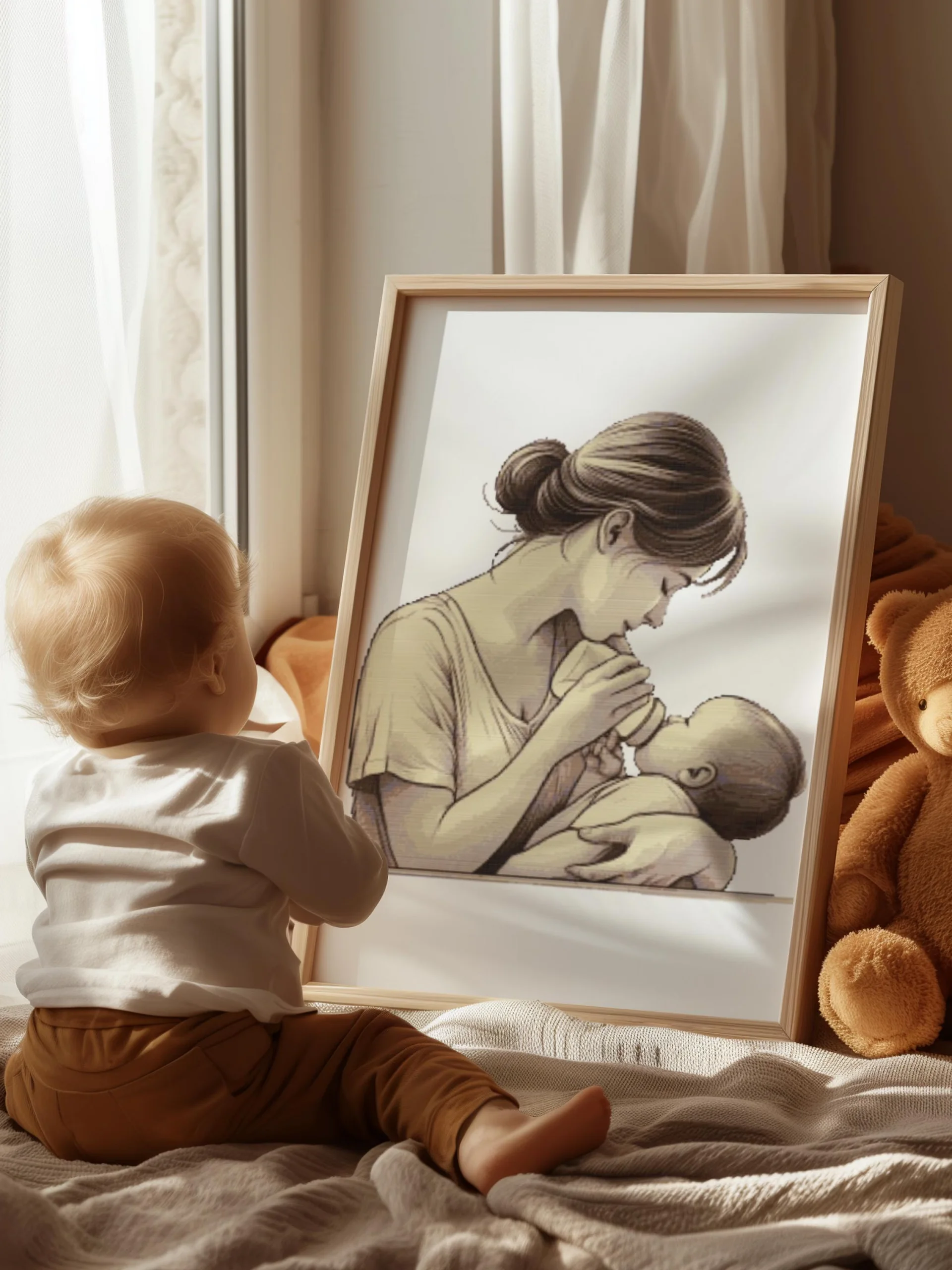 Mama Bottle Feeding Cross Stitch Pattern product image (5)