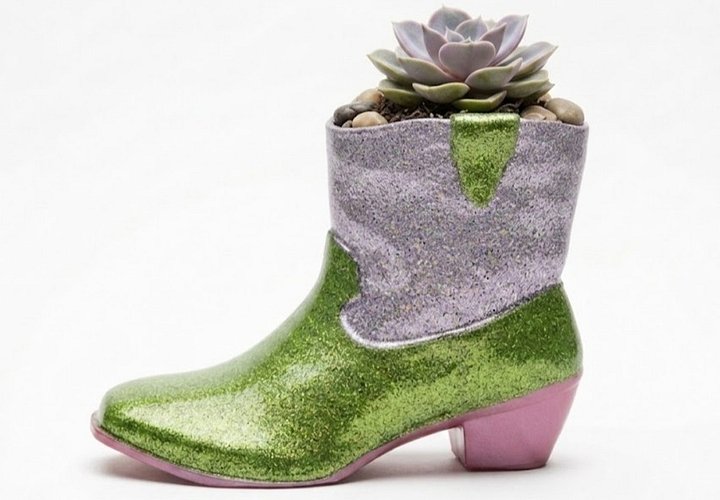 Cowgirl Boot 4 inch. Planter (Green) product image (1)