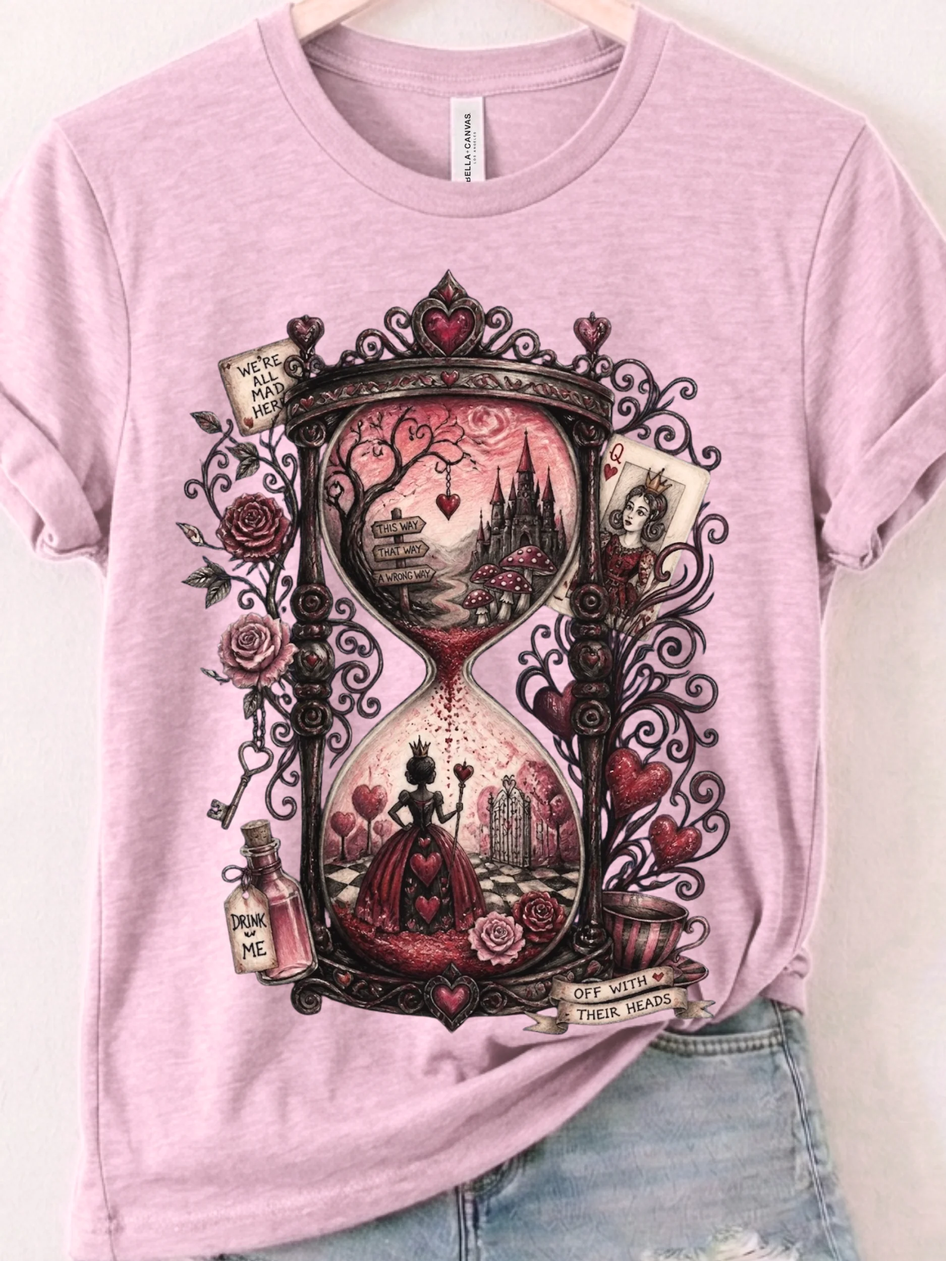 Queen of Hearts Hourglass Shirt, Wonderland Dark Alice, Whimsigoth Mad Tea Party product image (15)