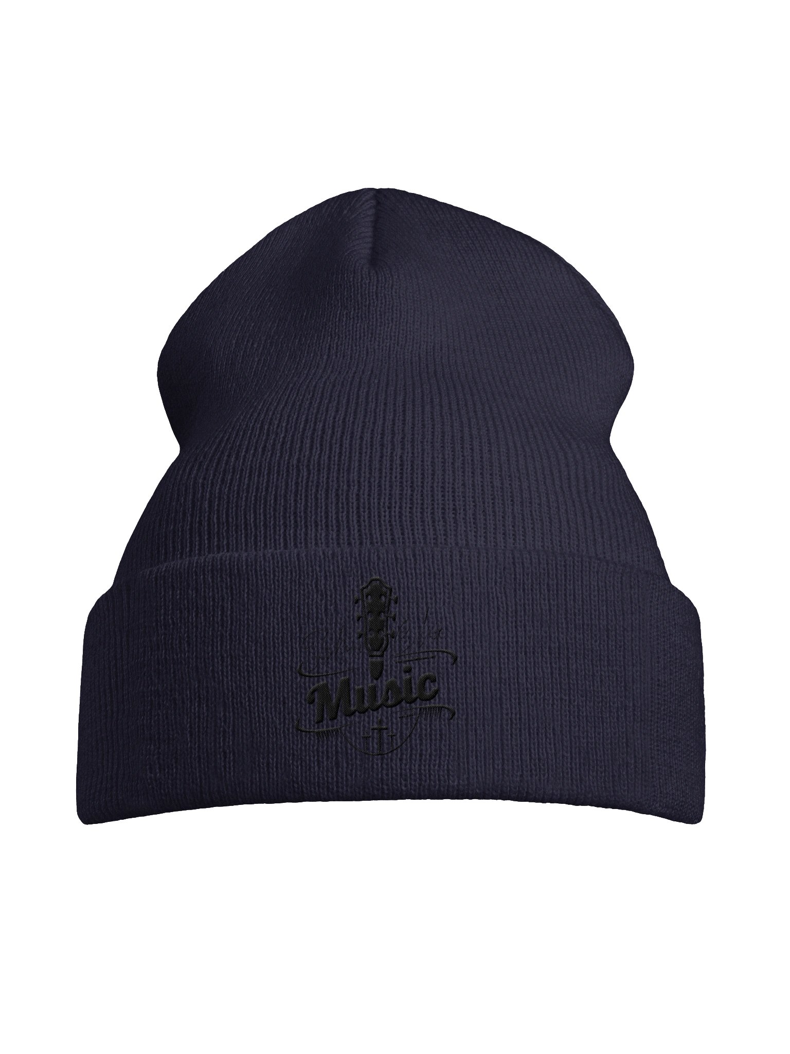 Midnight Black Yupoong Cuffed Beanie Black Stitching product image (61)