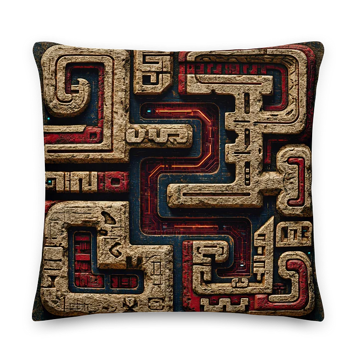 Dormant Signal Grid I — Ancient Tech Glyph Cushion Cover 22x22 product image (2)