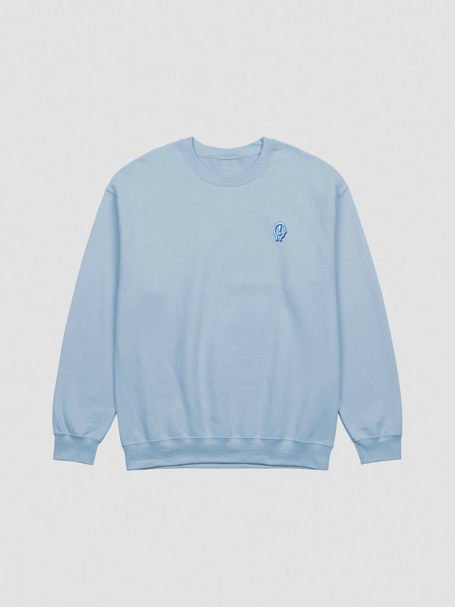 EXCLAIMING MENTALLY (L.C. aqua and white design) embroidered crewneck product image (10)