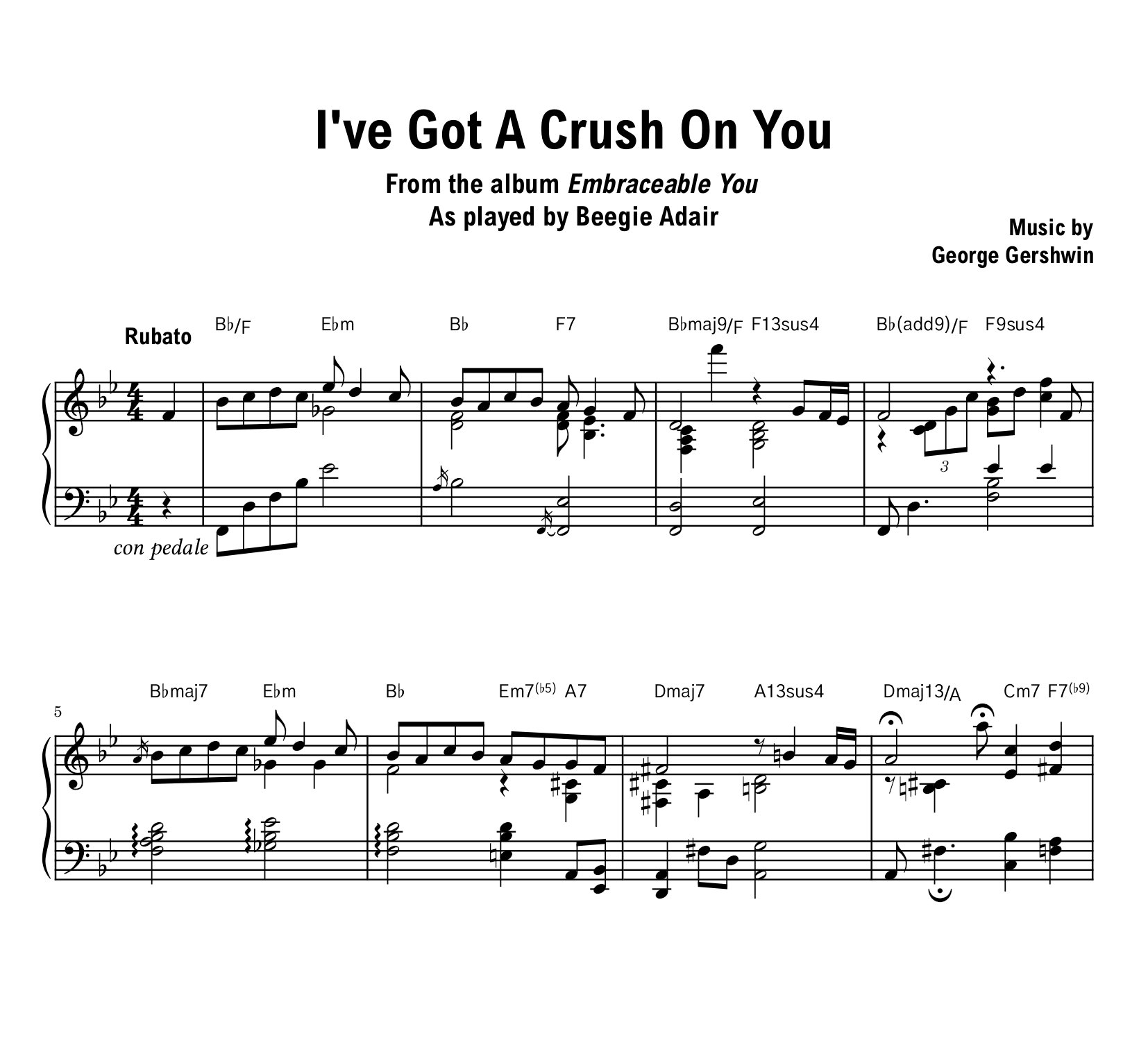 Beegie Adair - I've Got A Crush On You - Sheet music (PDF) product image (1)