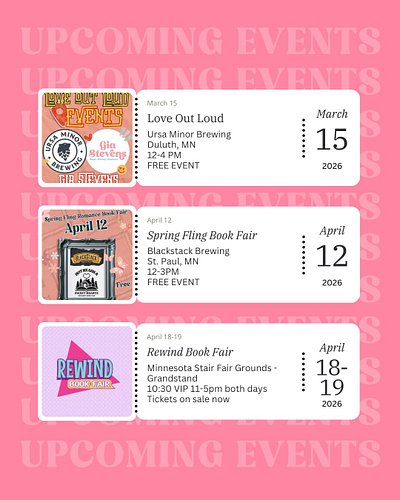 Some upcoming events!

Rewind is going to be so much fun! Plus it's my birthday weekend so come buy yourself a present for my...