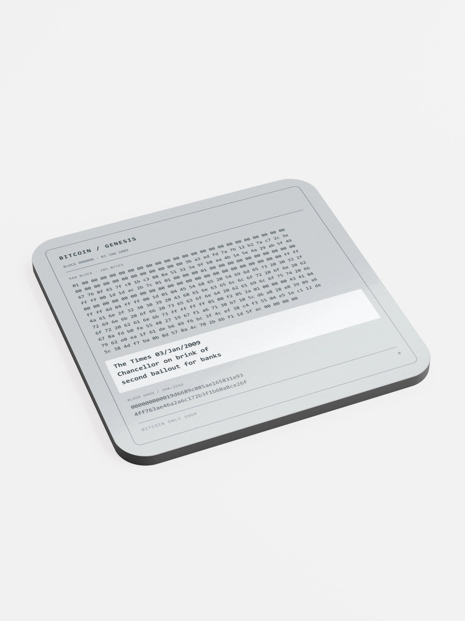 Genesis Block — Silver Bitcoin Coaster product image (2)