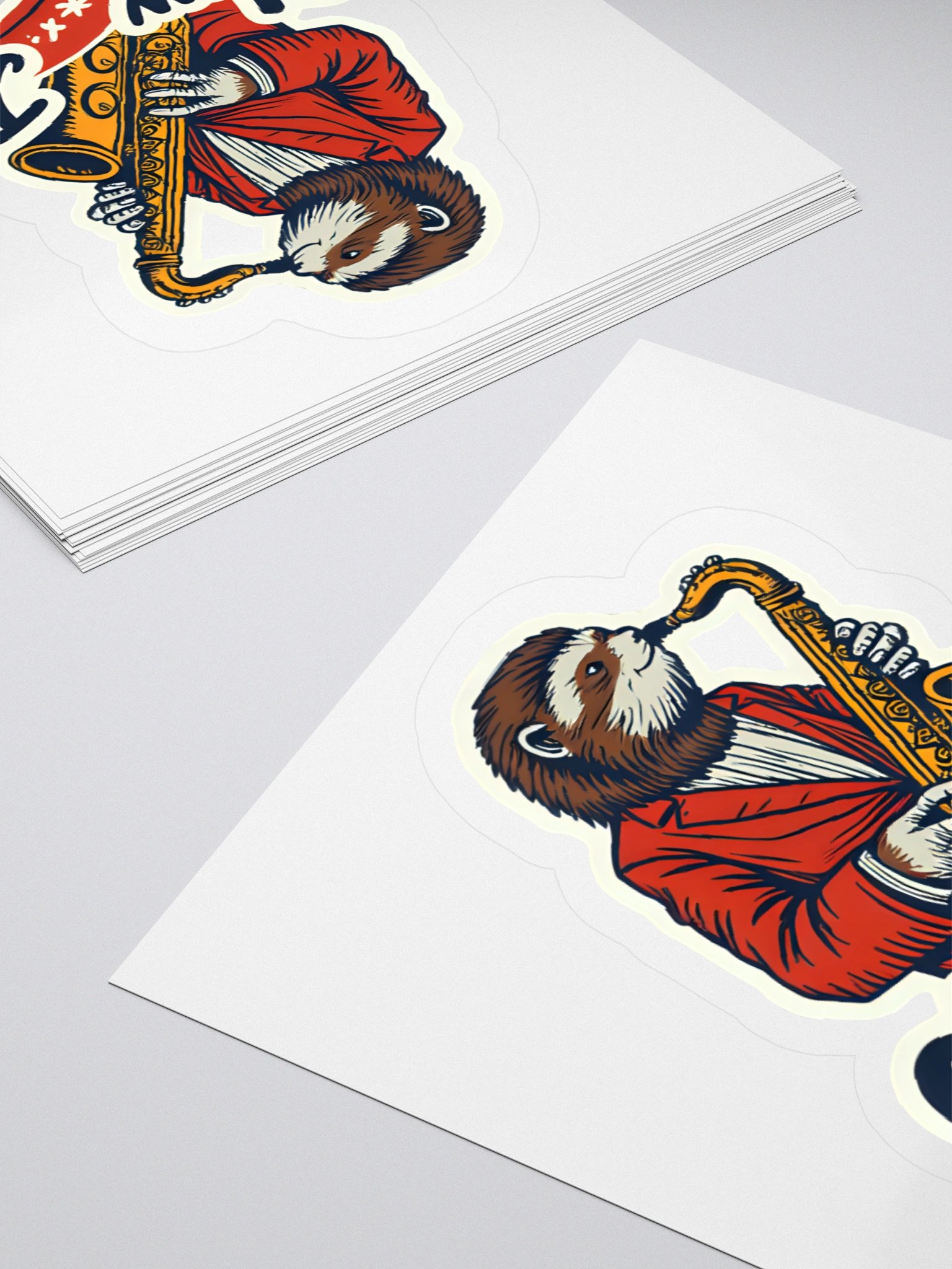 Sloth Saxophonist Kiss Cut Stickers product image (4)