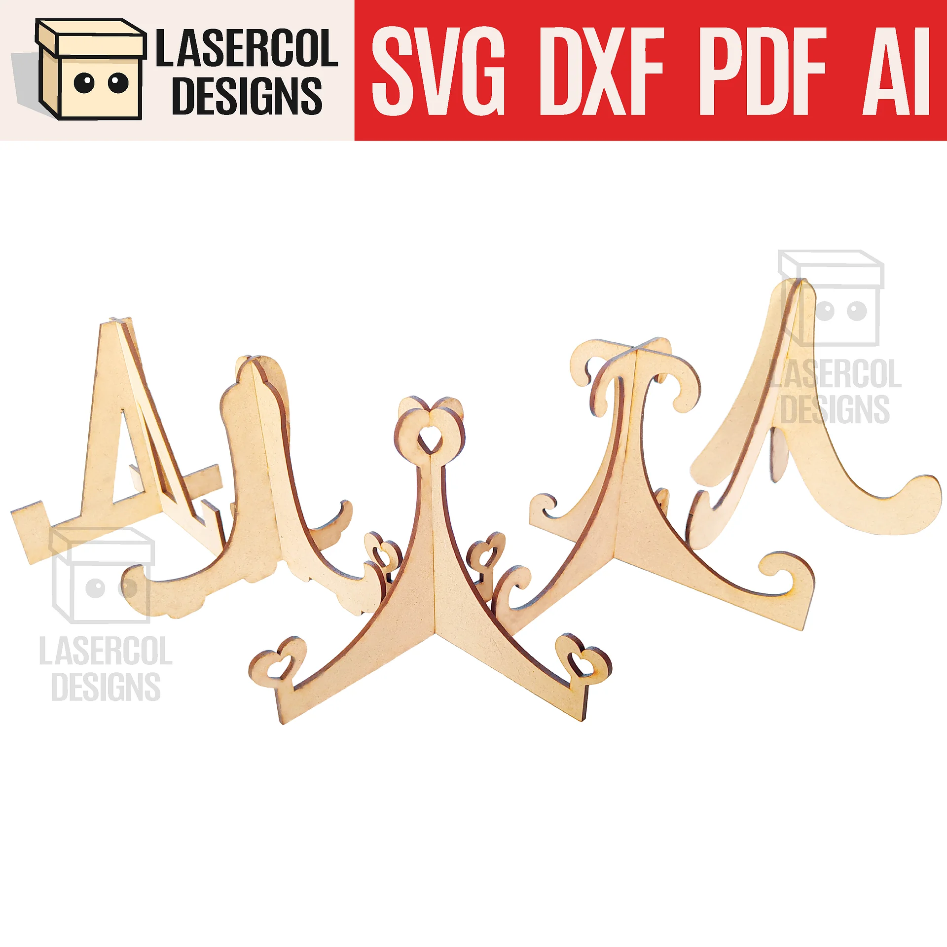 Easel Plate Stand Bundle (Set 1-2-3-4) - Laser Cut Files product image (5)