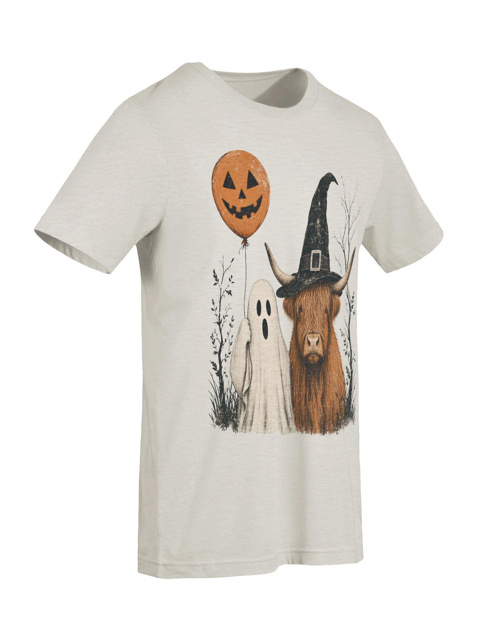 Spooky Highland Cow – Halloween Vintage Graphic T-Shirt product image (57)
