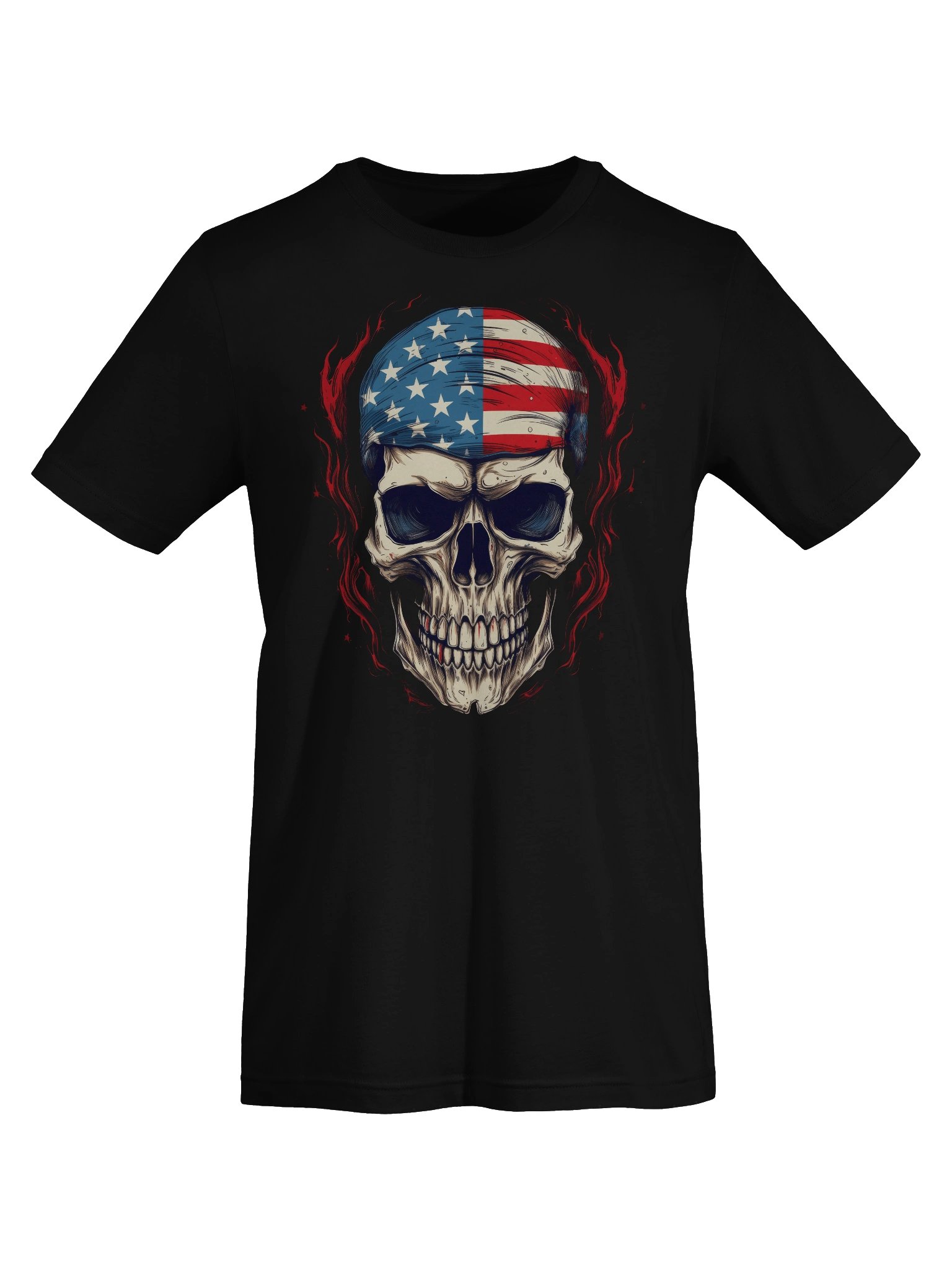 Stars & Stripes Skull Flame T Shirt Tee product image (7)