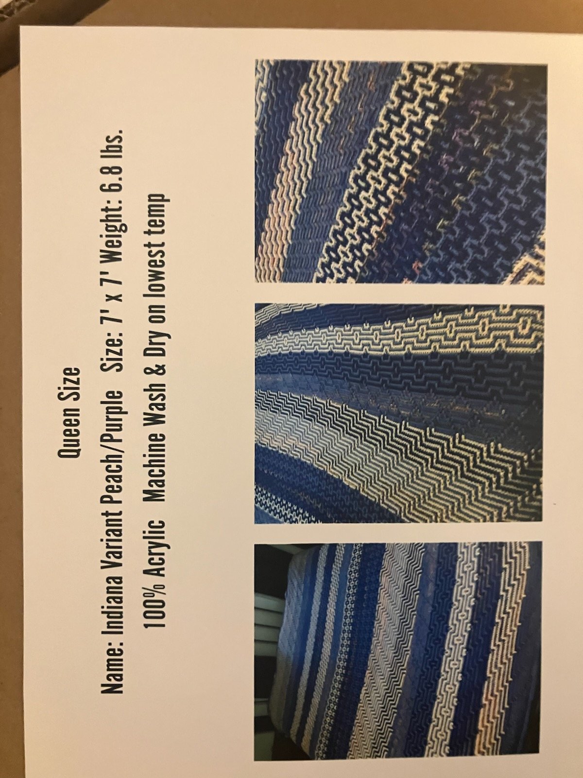 Hand-Crocheted Mosaic Queen Sized Afghan - Indiana Variant (Peach & Purple) New Product product image (4)