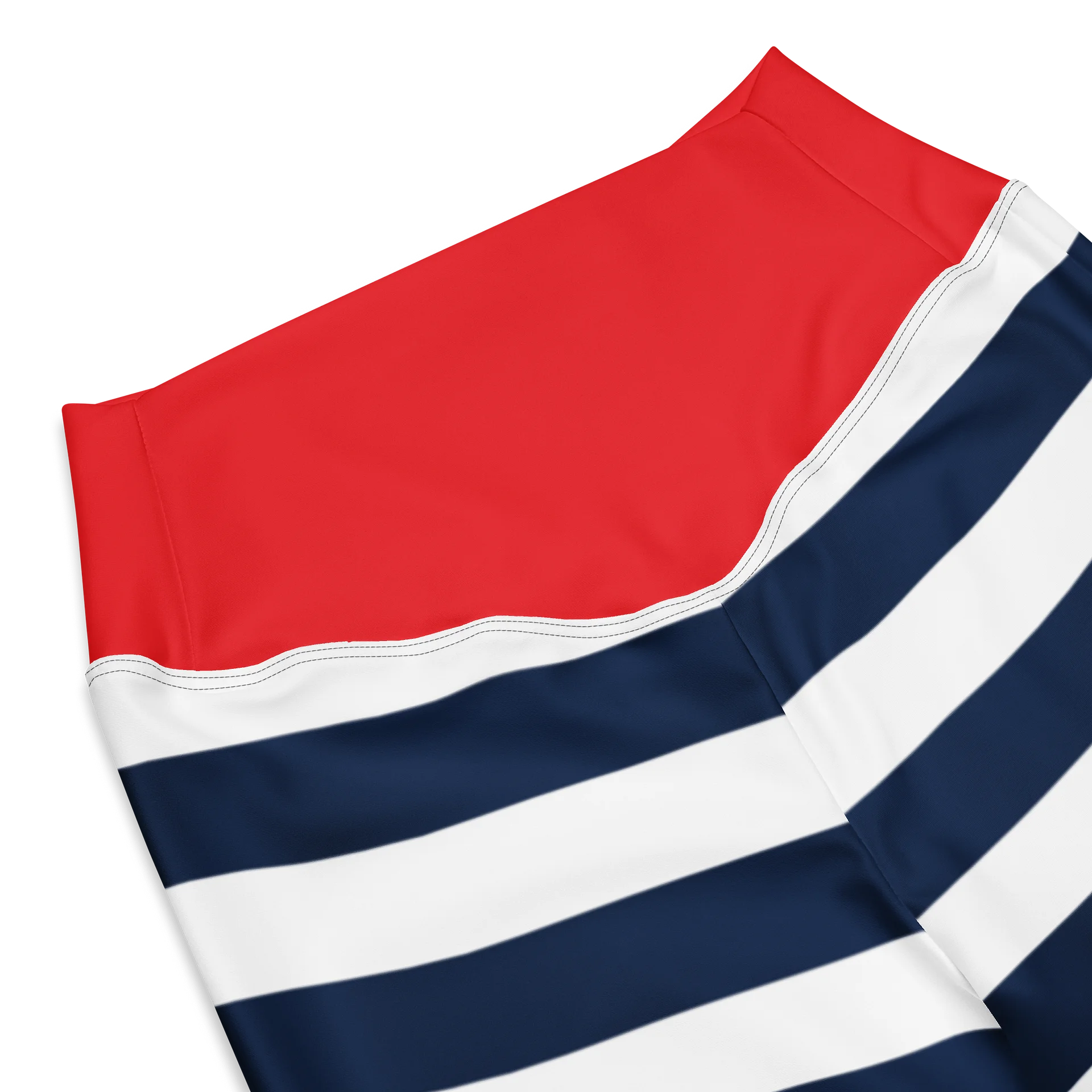 Nautical Stripe High-Waisted Flare Leggings with Red Waistband product image (11)