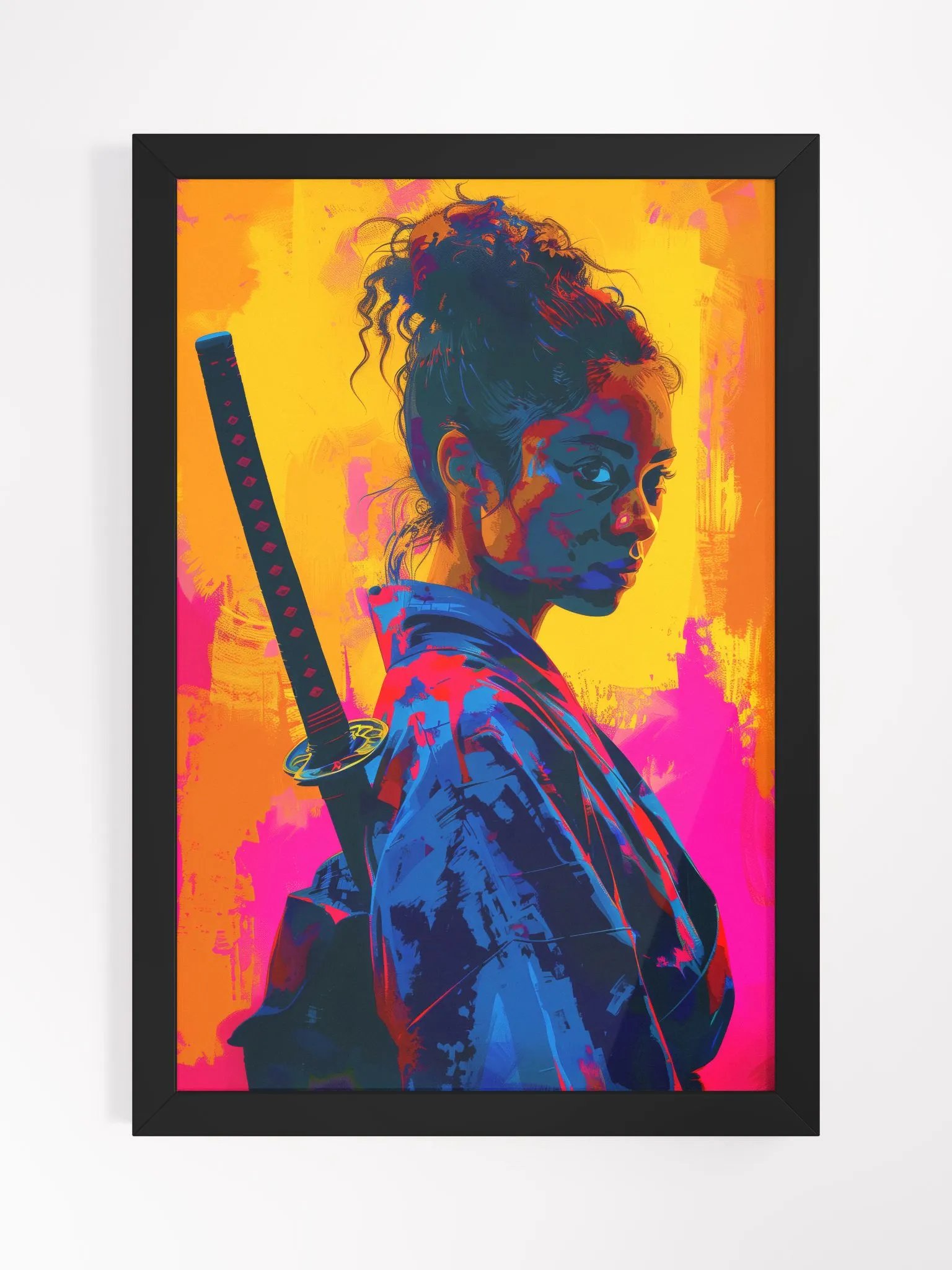 Afro Beauty Geisha Warrior ART FRAMED PRINT product image (1)