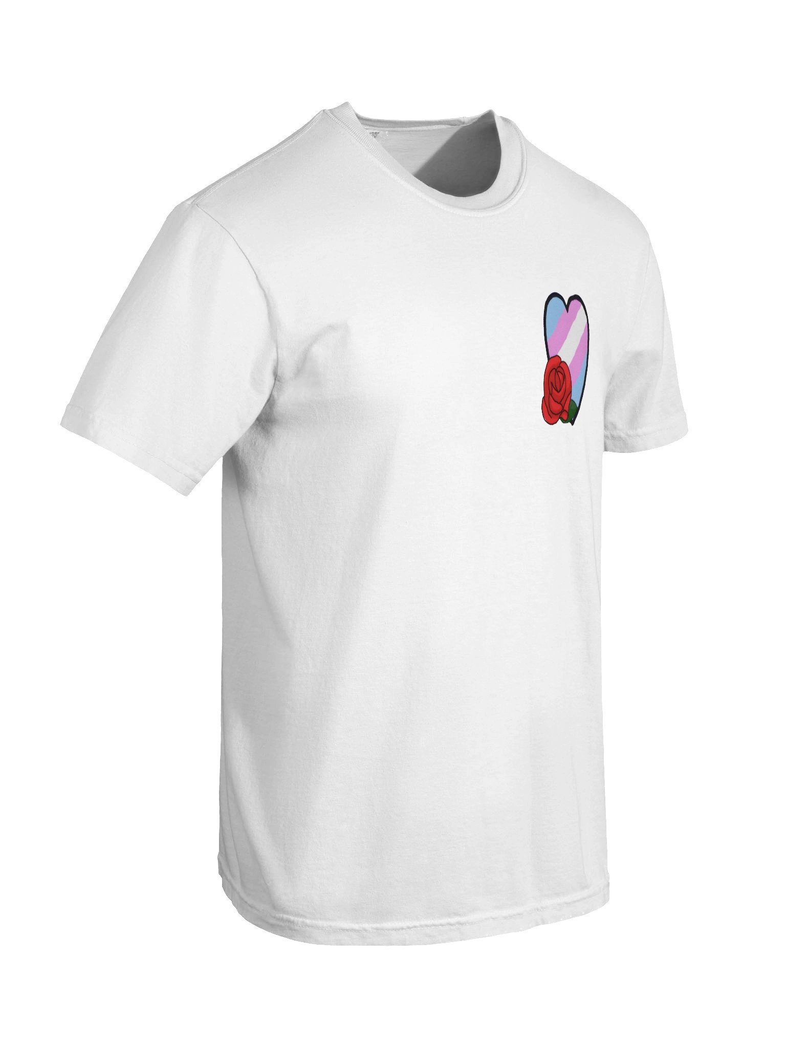 Rose Trans Pride Heart White Tshirt product image (8)