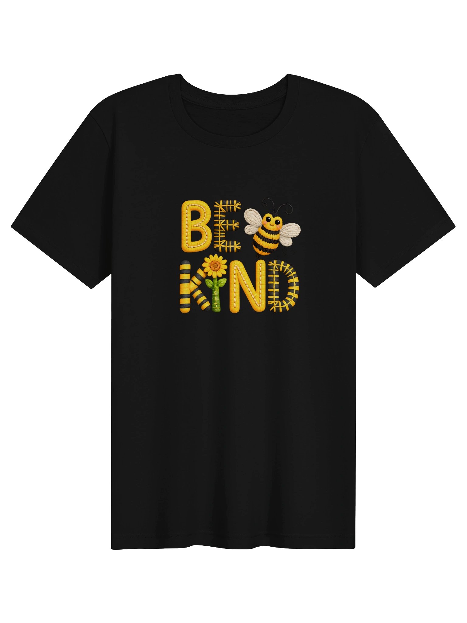"Bee Kind" Cute Patchwork Honeybee Graphic T-Shirt product image (1)