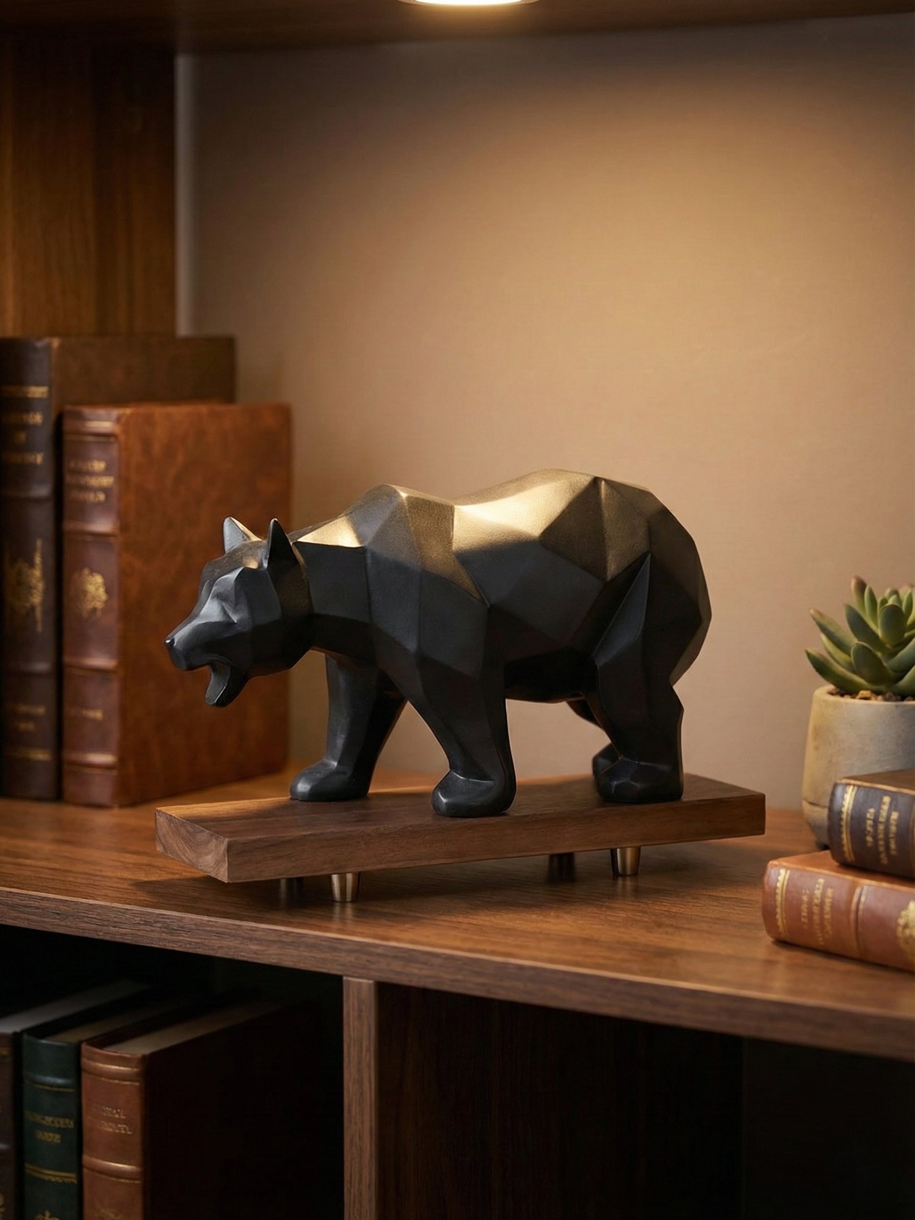 Geometric Bear Sculpture — Modern Nordic Resin Decor product image (2)