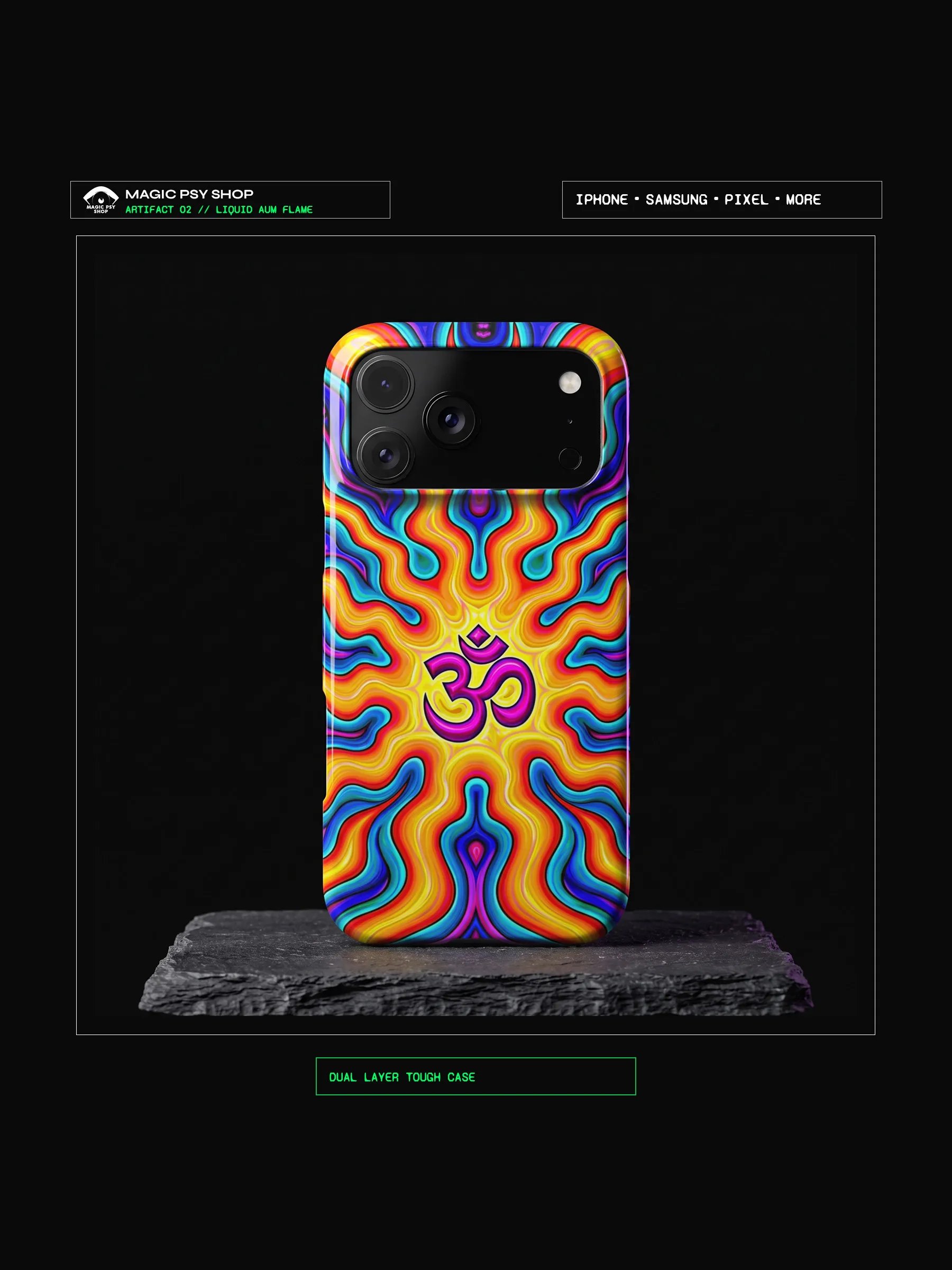 Artifact 02: Liquid Aum Flame - Dual-Layer Tough Phone Case product image (1)