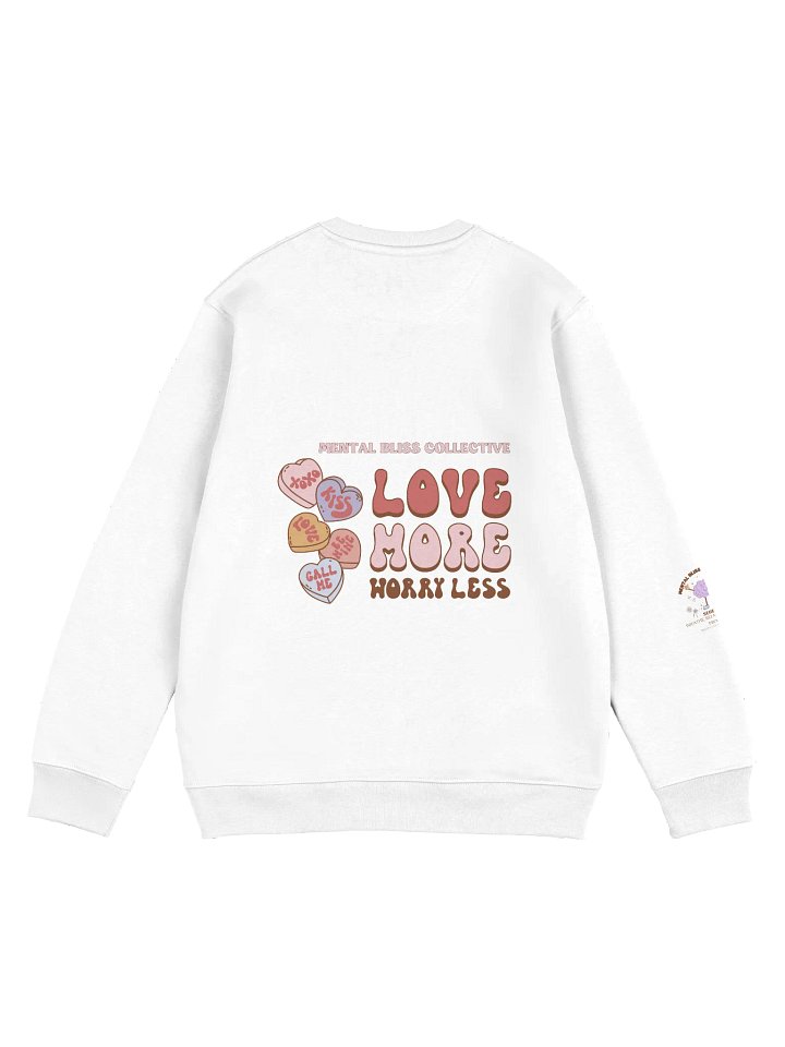 "Love More Worry Less" Unisex Eco Sweatshirt Hoodie – A Daily Reminder to Stay Positive product image (2)