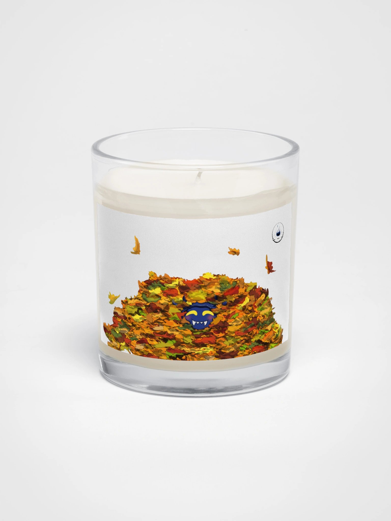 Lil Cherny in the Leaves Soy Wax Candle in a Clear Glass Jar product image (1)