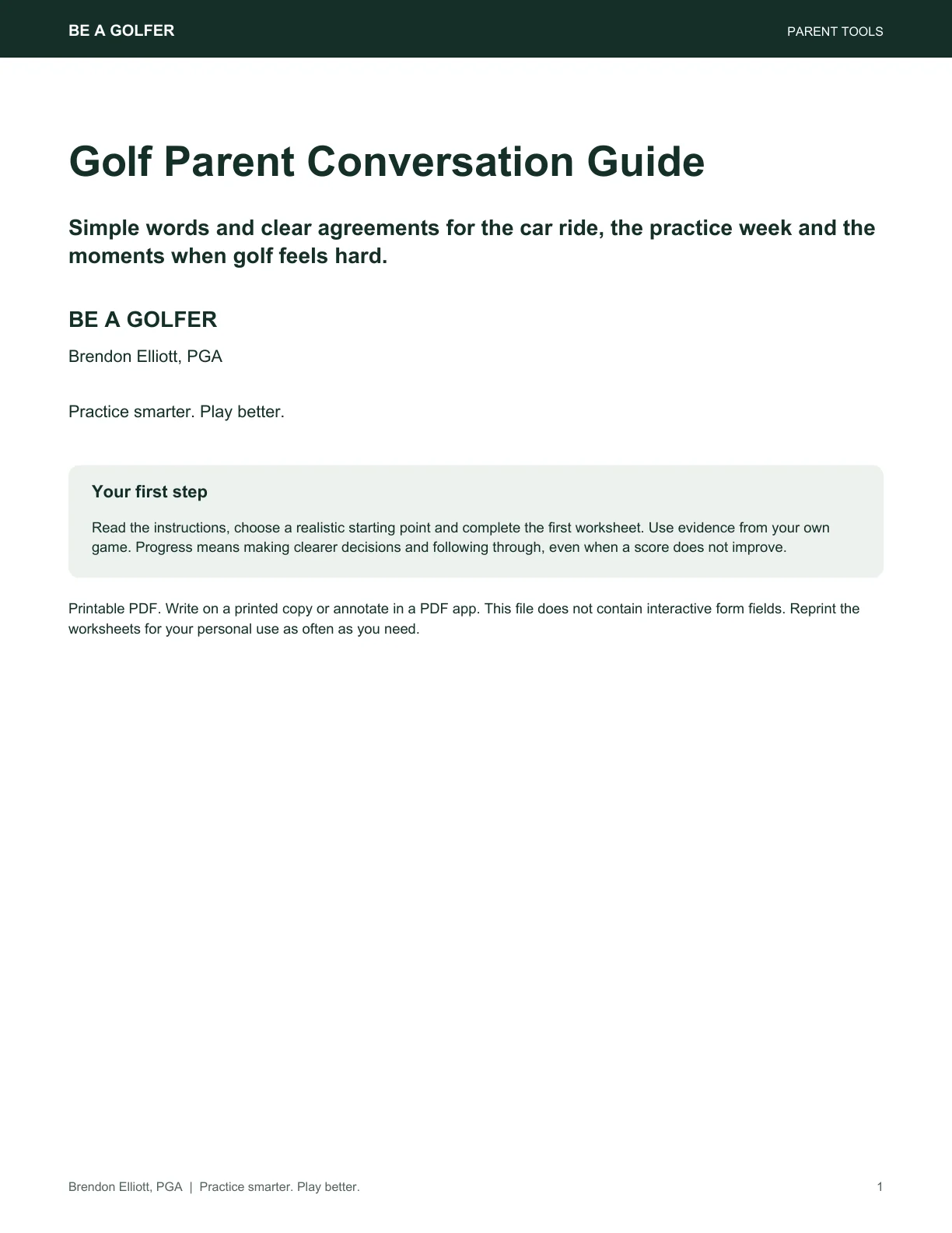 Golf Parent Conversation Guide product image (1)