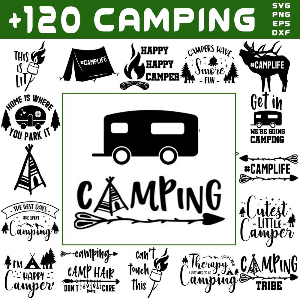 120 Camping SVG Bundle for Cricut | Camper SVG PNG DXF EPS | Camp Life SVG Files for Mugs & Shirts Instant Download product image (1)
