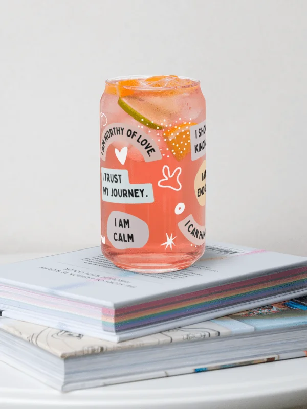 Mindful Affirmations Can-Shaped Glass – 16oz product image (3)