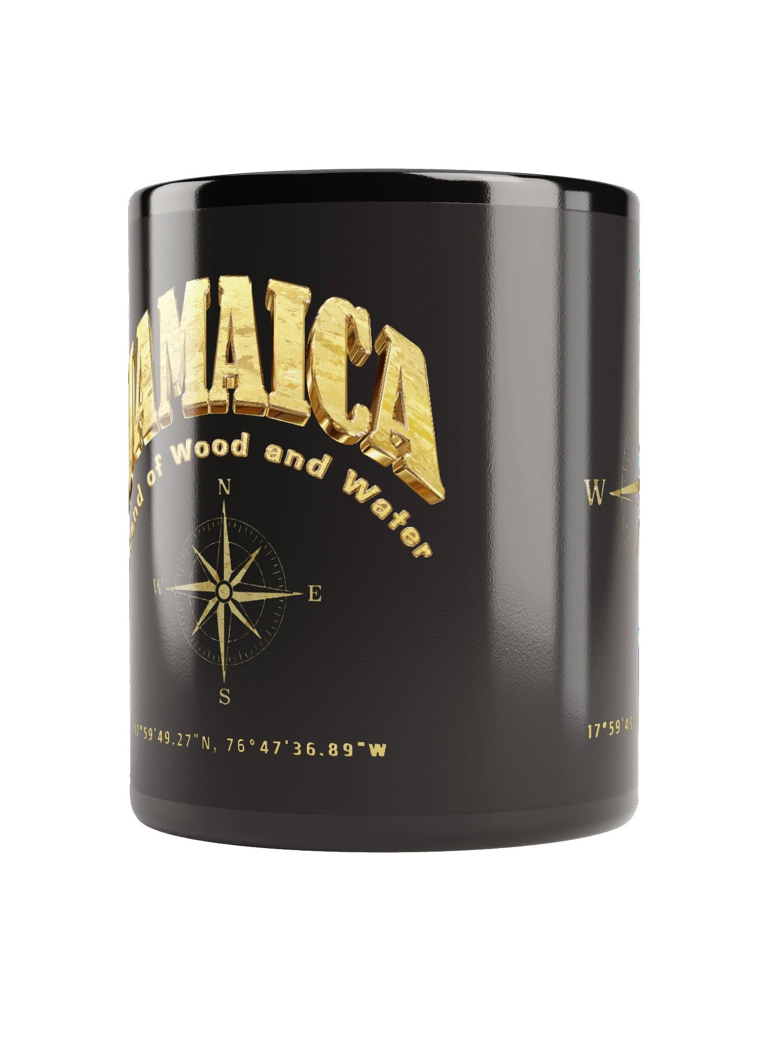 Compass - Jamaica - Vintage Gold | Black Glossy Mug product image (4)
