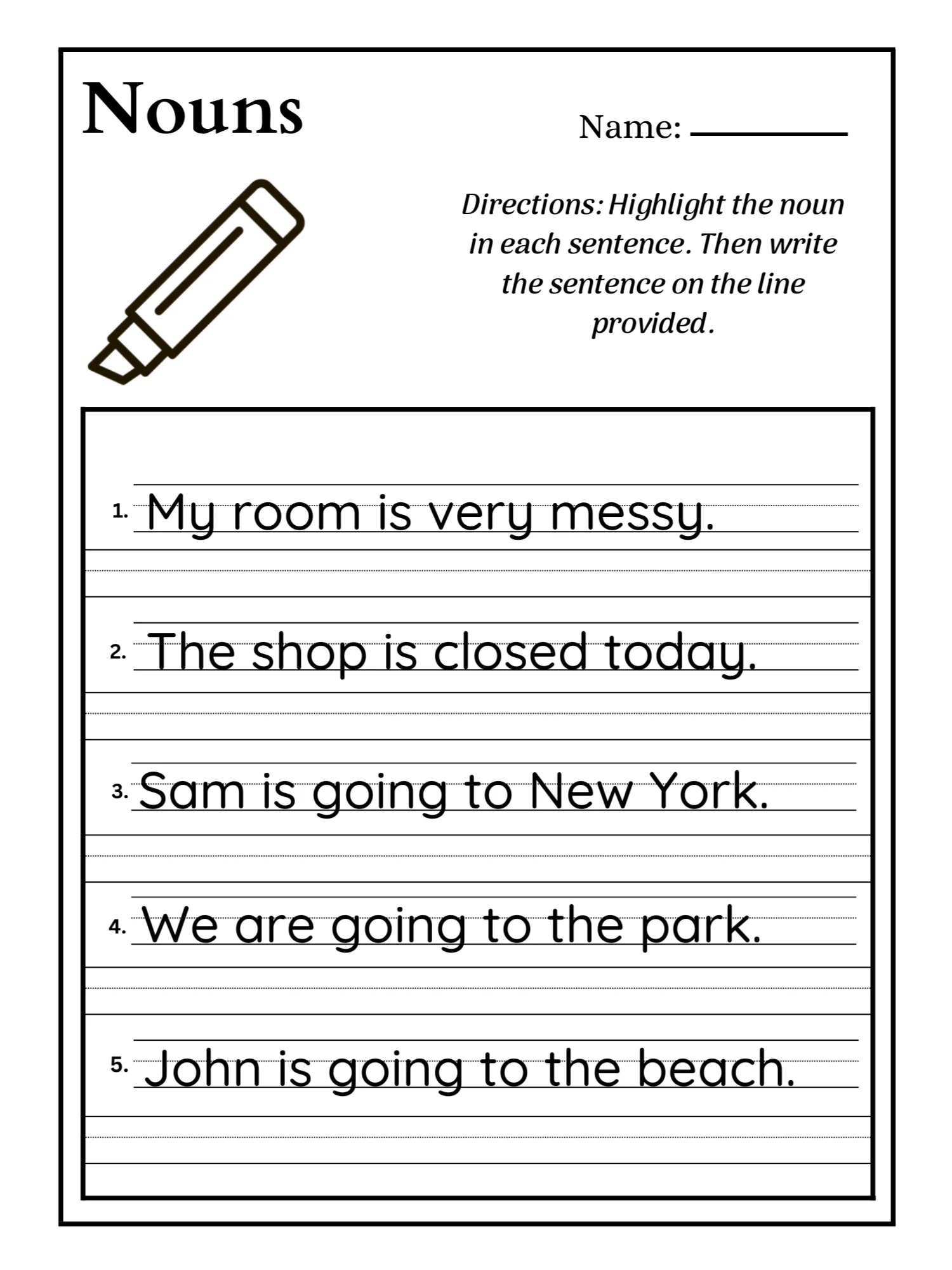 Vowels, Nouns, & Verbs Workbook product image (3)