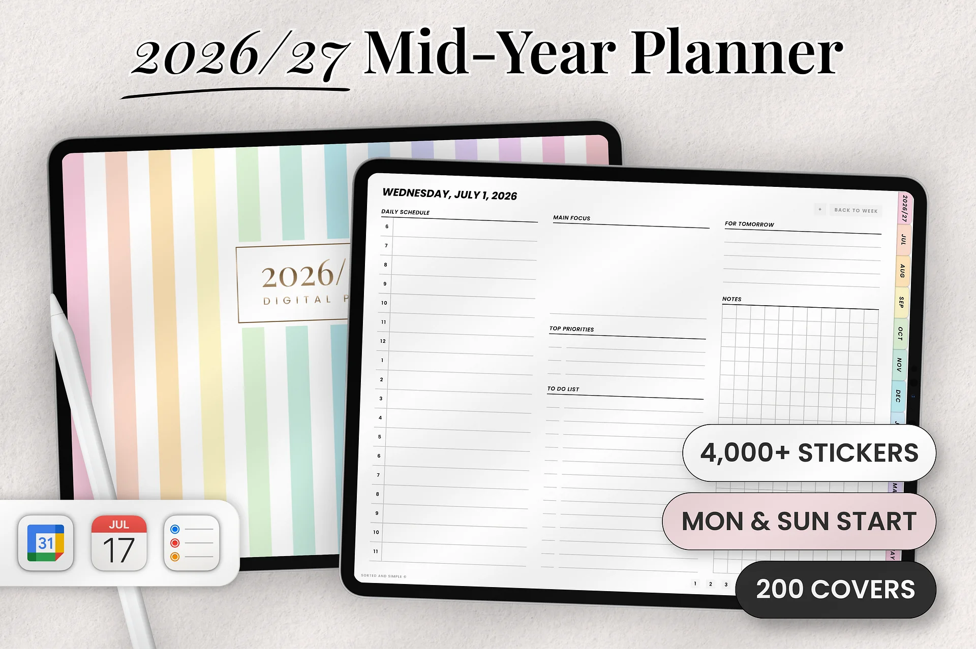 2026/2027 Mid-Year Digital Planner Landscape product image (1)