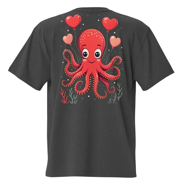 Octopus with Hearts Balloons Faded T-Shirt product image (2)