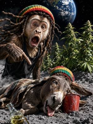 GROWING GANJA PON THE MOON🌑 #moon #space #rasta #ai #funny 
