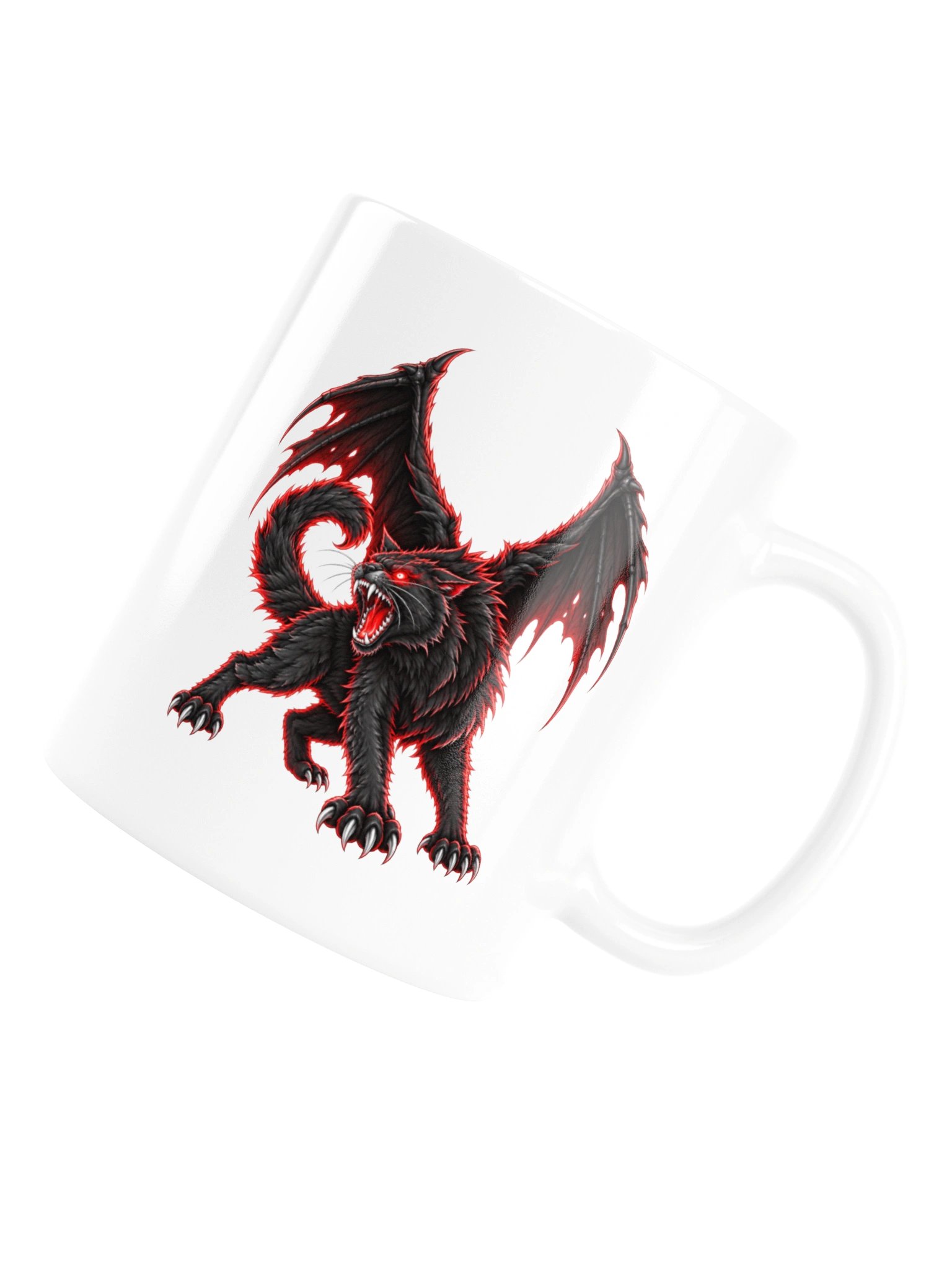 Hellfire Feline — Winged Black Cat of Halloween - Mug product image (18)