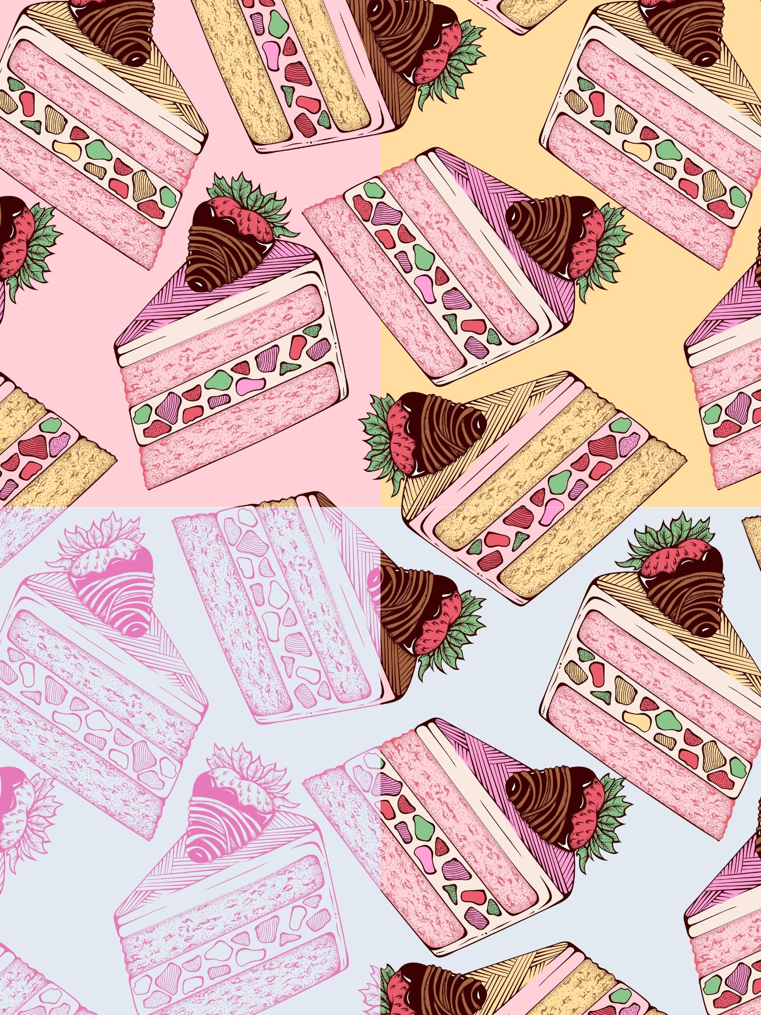 Cute Sweets Hand Drawn Vector Seamless Patterns Collection product image (9)