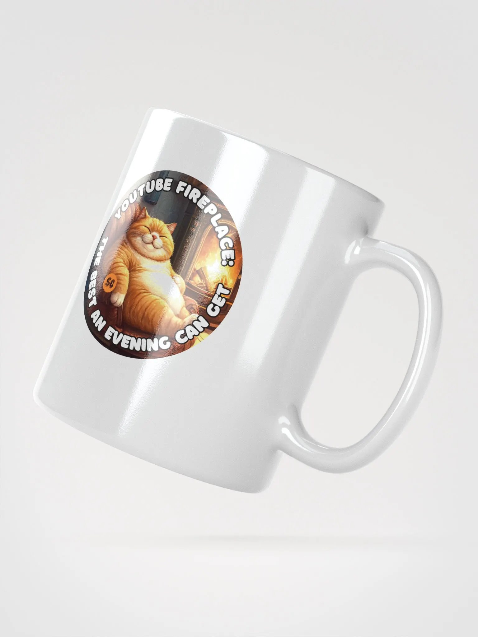 Cozy Cat - YouTube Fireplace: The Best an Evening Can Get | White Glossy Mug product image (4)