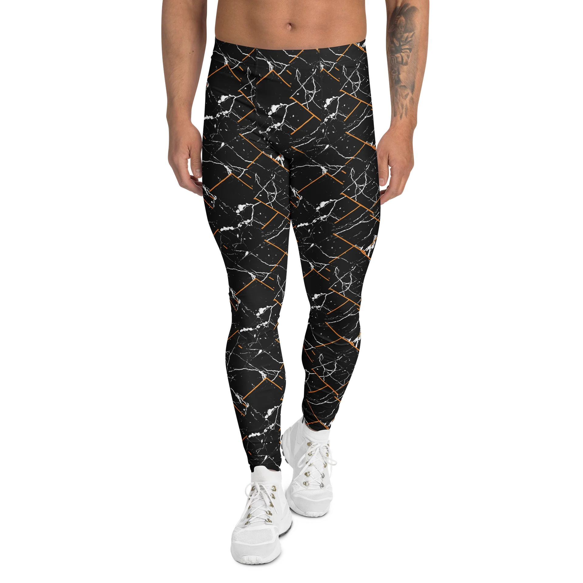 Black Marble Pattern Men's Leggings for Activewear product image (1)