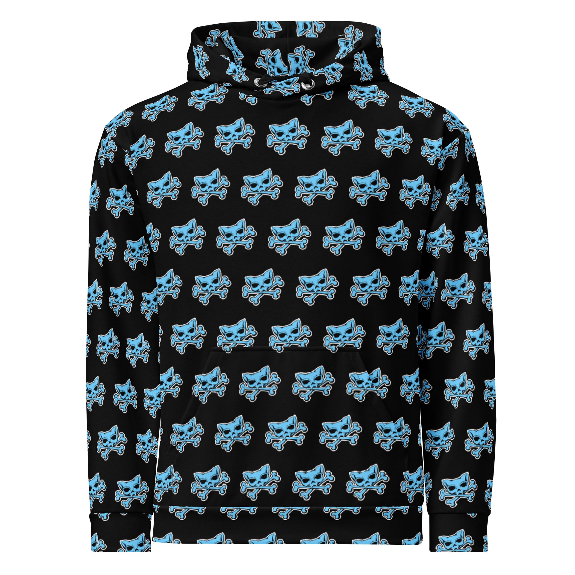 (Dark Mode) Blue Kat Skull Hoodie product image (1)