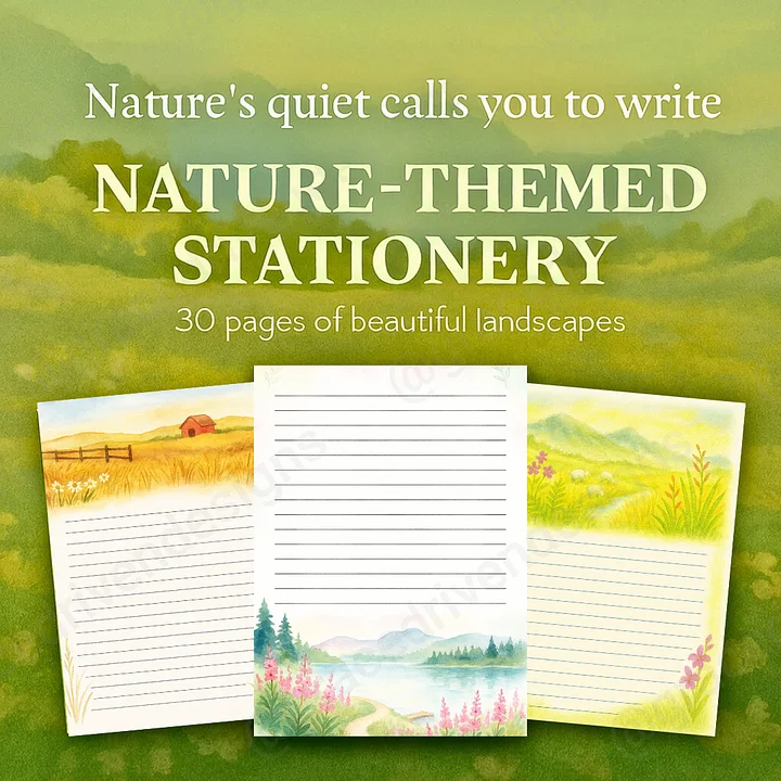 Nature-Themed Printable Stationery | 30 Pages Instant Download + Freebies | Kids & Adults Writing Paper Set product image (1)