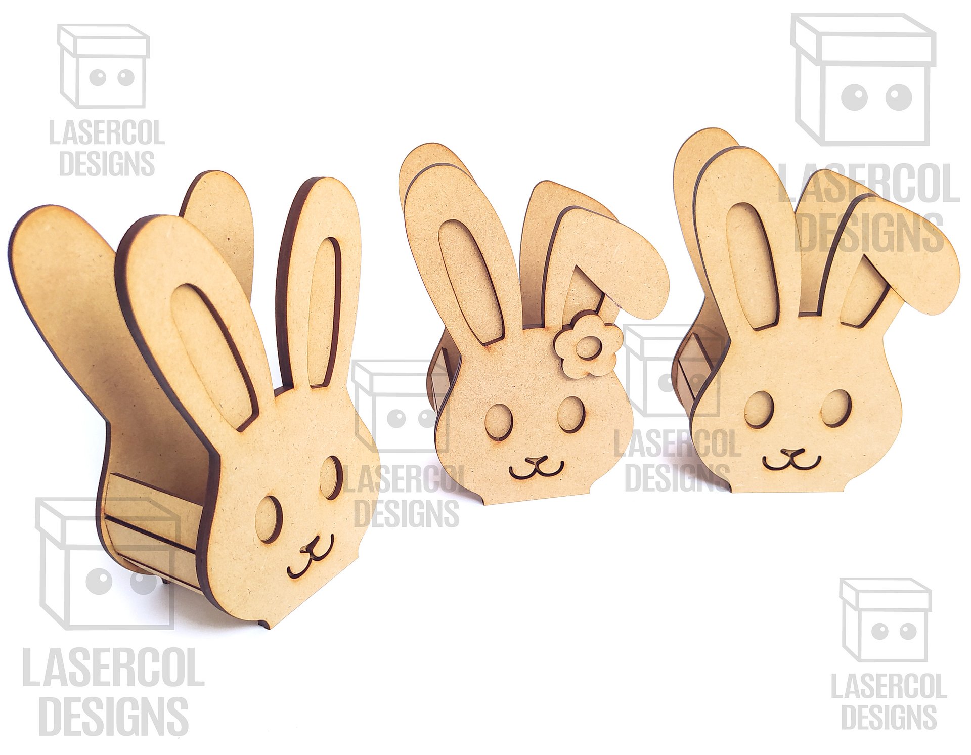 Easter Bunny Basket Set 1 (4 Styles, 2 Sizes) - Laser Cut Files product image (3)