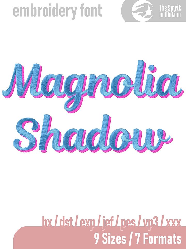 Magnolia Shadow Script Embroidery Font | BX, PES, DST, JEF product image (1)