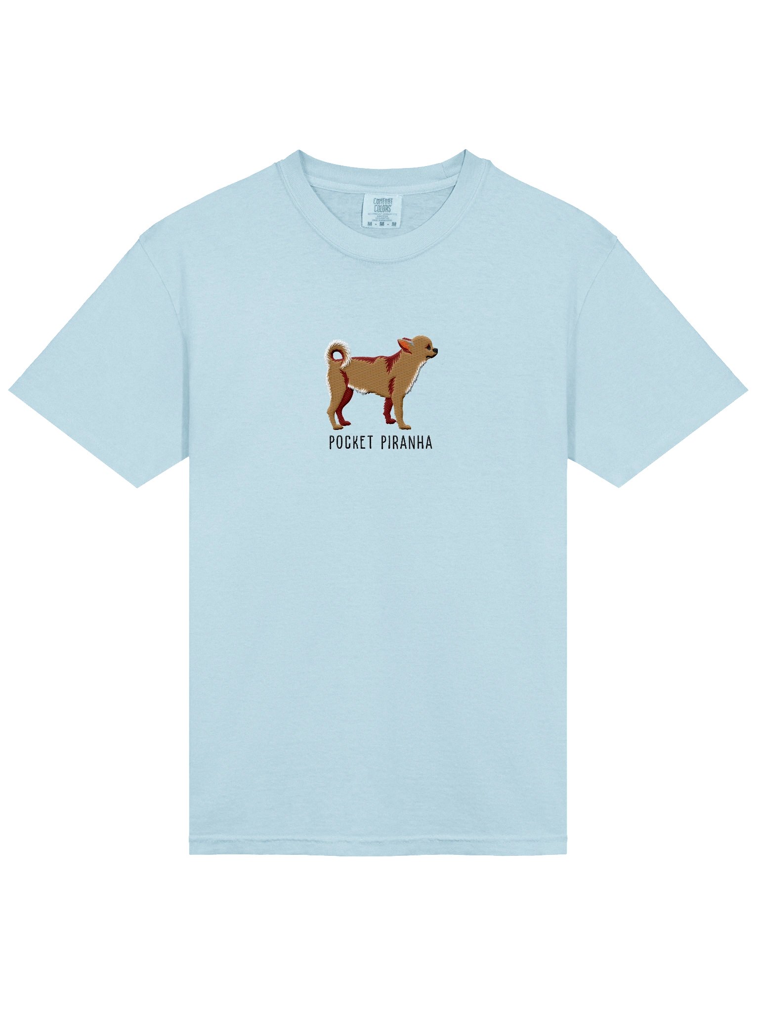 Pocket Piranha T-Shirt(Embroidered) of a Chihuahua(Tan) product image (6)