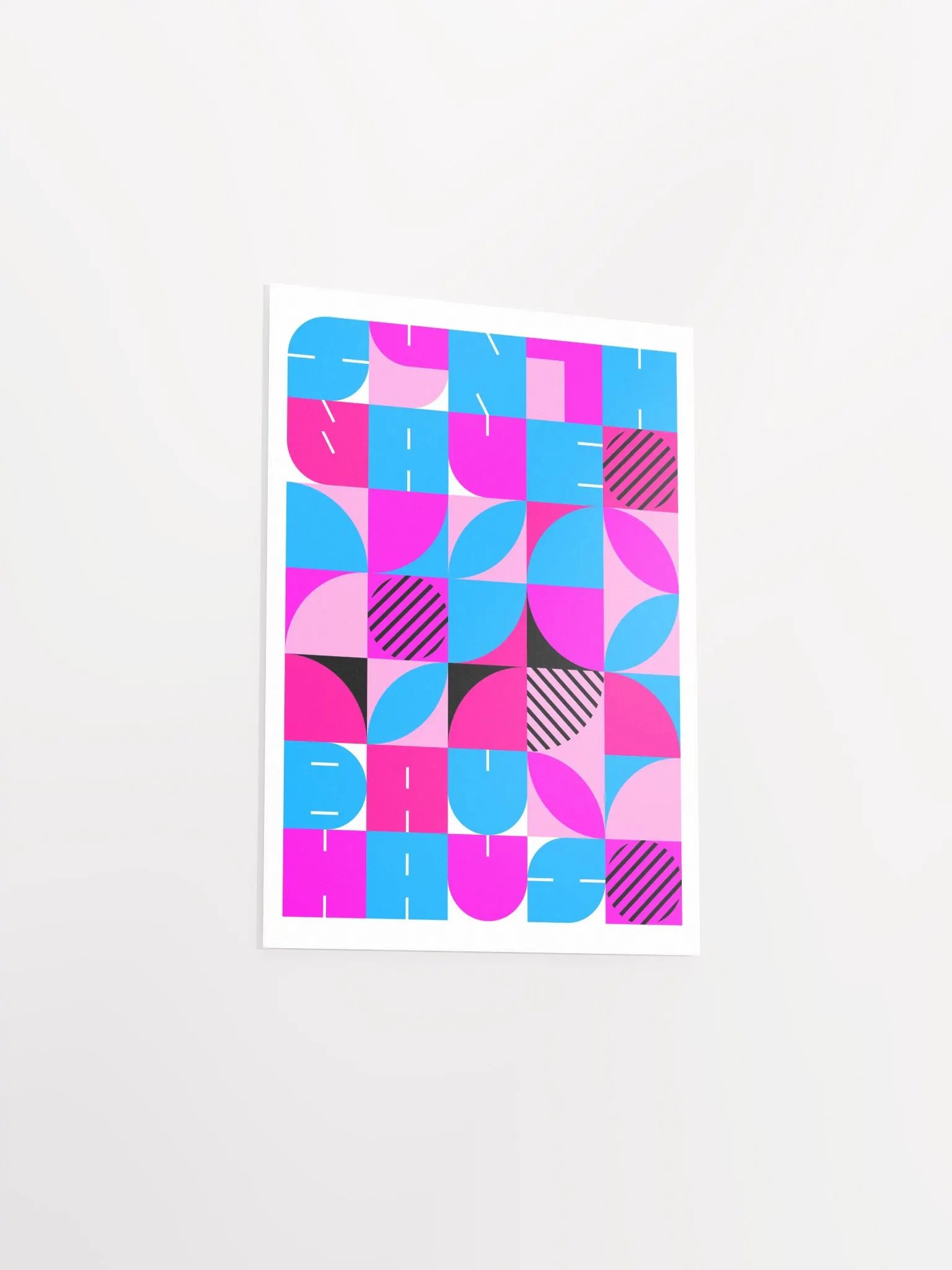 Bauhaus Synthwave #2 poster (fuchsia/magenta-blue) — abstract poster, retrowave print, vaporwave geometric art, 1980s print,1930s wall decor product image (8)