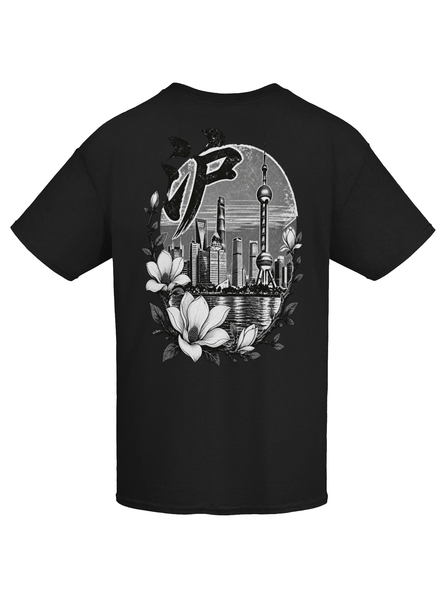 Shanghai Skyline Tee | Vintage Black & White Design | Heavyweight T-Shirt product image (37)