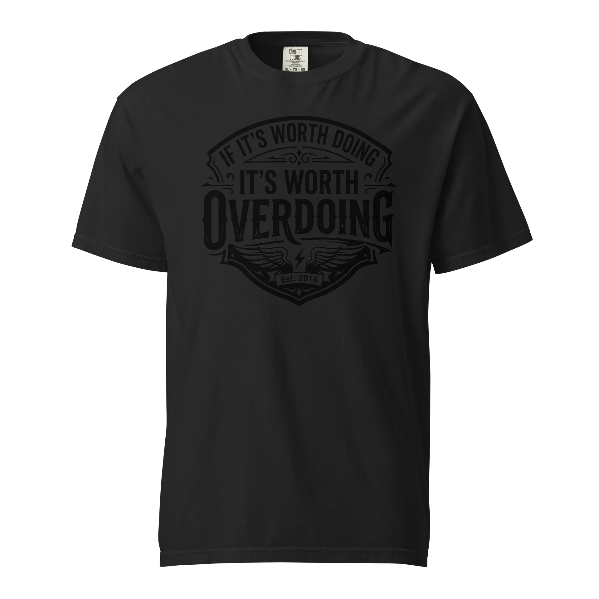 The "Overdo It" Black On Black Tshirt product image (1)