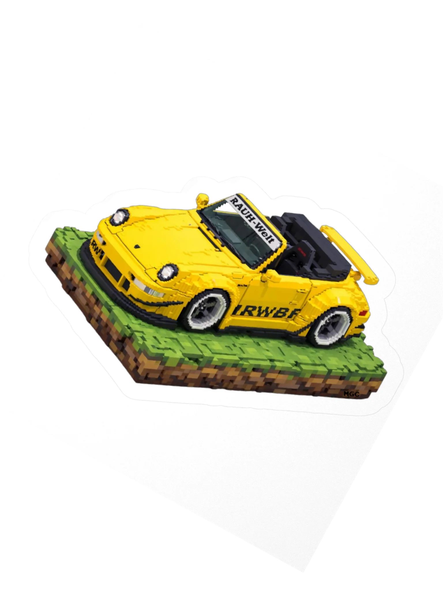 Speed Yellow Porsche 993 RWB "Nohra" Rauh-Welt Begriff Sticker (Pixel, Retro, Minecraft) product image (2)